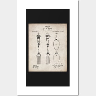 Kitchen Fork Spoon Patent - Chef Cook Farmhouse Decor Art - Antique Posters and Art